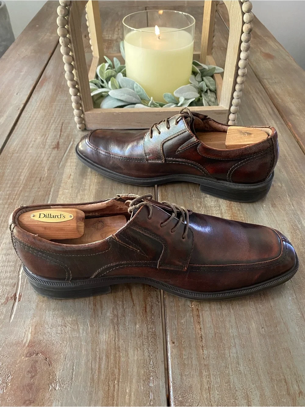 Florsheim Brown Leather Square Toe Apron Derby Business Casual Dress Shoe 12D‎